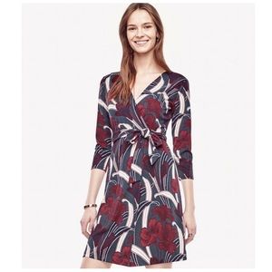 Ann Taylor 3/4 sleeves floral wrap dress